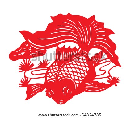Chinese Paper Cut-Goldfish Stock Photo 54824785 : Shutterstock