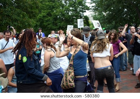 One of the many peaceful dance filled protests in front of the White House.