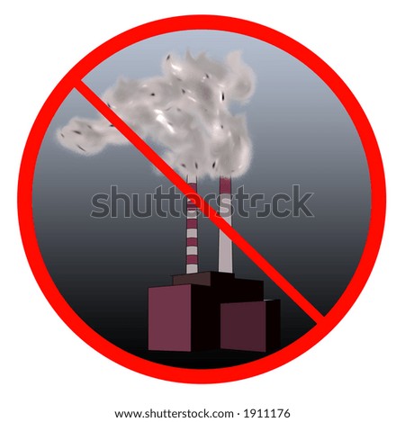 Stop The Pollution Sign With Industrial Site And Smog Inside. Stock ...