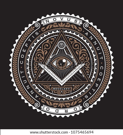All Seeing Eye Emblem Badge Vector Logo 2 Color