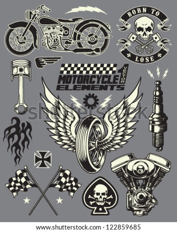 Motorcycle Vector Elements Set