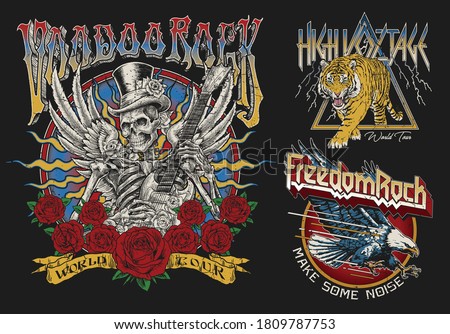 Set of Vintage Rock Concert Style T-shirt Designs. 