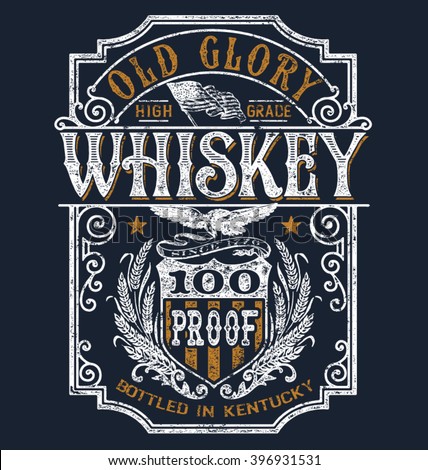 Vintage Americana Whiskey Label T-shirt Graphic