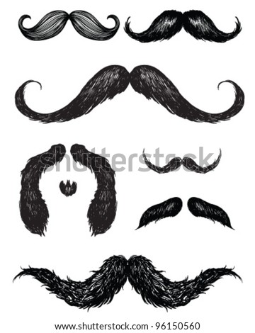 Hand Drawn Mustache Set Stock Vector Illustration 96150560 : Shutterstock