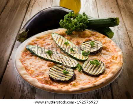 pizza with grilled zucchinis and eggplants
