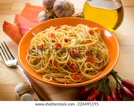 spaghetti with garlic oil and hot chili pepper