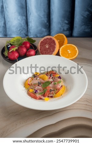 Similar – Image, Stock Photo Strawberry, grapefruit and rocket salad on bowl