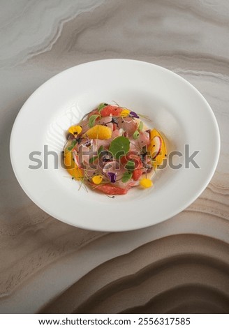 Image, Stock Photo Strawberry, grapefruit and rocket salad on bowl