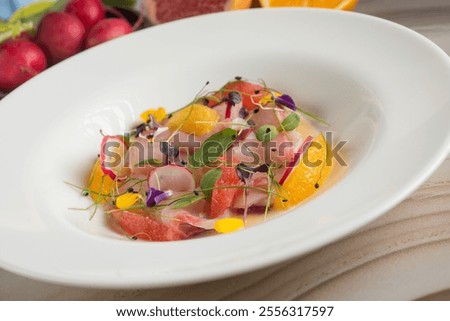 Similar – Image, Stock Photo Strawberry, grapefruit and rocket salad on bowl