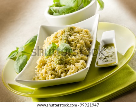 Similar – Image, Stock Photo Rice with basil pesto sauce