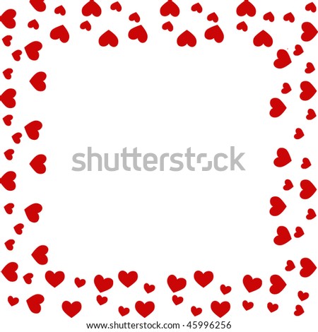 Red Hearts Valentine Border Isolated On White Background Stock Photo ...