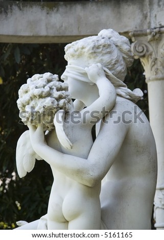 Classical marble sculpture in the garden