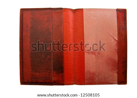 Inside vintage leather passport cover