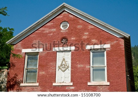 Freemasons sign on old rustic window shutters