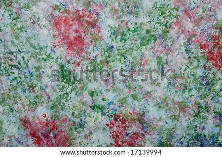 Abstract painting on plastic cover of particle board