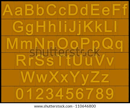alphabet and numbers - golden blocks