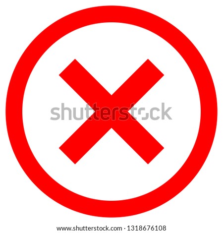Check marks - red cross icon inside of circle - vector illustration