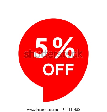 Sale - 5 percent off - red tag isolated - vector illustration