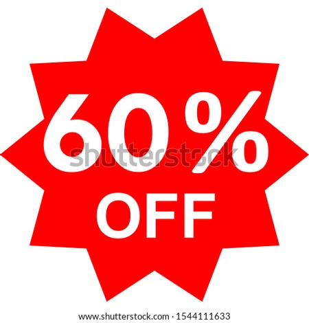 Sale - 60 percent off - red tag isolated - vector illustration