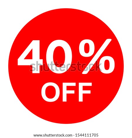Sale - 40 percent off - red tag isolated - vector illustration