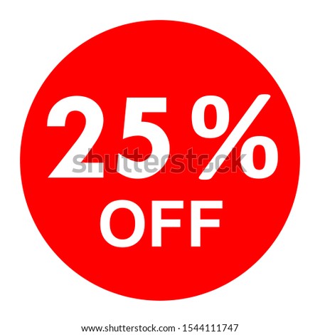 Sale - 25 percent off - red tag isolated - vector illustration
