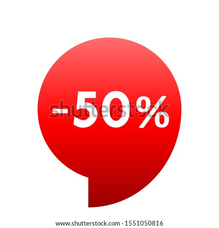 Sale - minus 50 percent - red gradient tag isolated - vector illustration