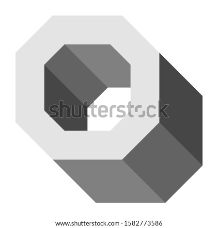 Letters and numbers - isometric cubic font 3d, front top down right view - bright gray letter O - vector illustration