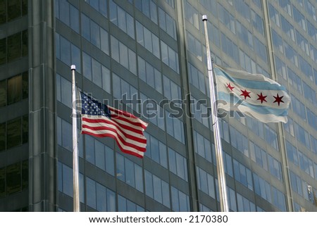 Flags outside the Sears Tower