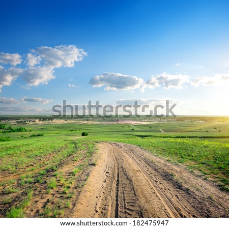 Beautiful morning sun over the country road