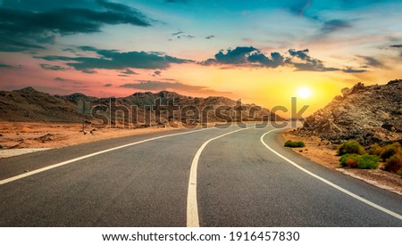 Similar – Image, Stock Photo Road trip on cloudy day