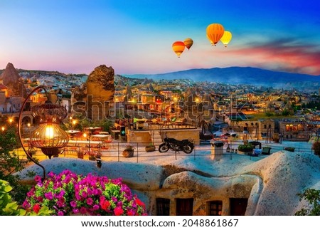 Goreme town on sunset in Cappadocia, Central Anatolia,Turkey ストックフォト © 