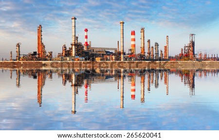 Oil Industry - Factory with reflection in water