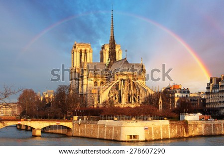 Notre Dame with rainbow, Paris