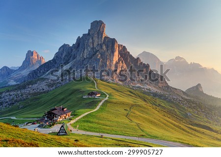 Similar – Image, Stock Photo Passo Giau beautiful mountains in Dolomites alps, Italy