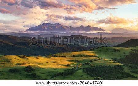 Similar – Image, Stock Photo Farm Fields with Forest Border