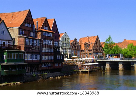 Harbour of Lueneburg, Oldtown. Lower Saxony in Germany Stock foto © 