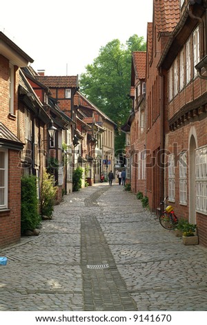 view in an old german town, lueneburg Stock foto © 