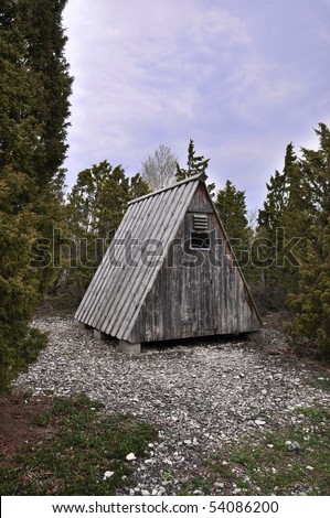 A very small cabin for cyclists on holiday to spend the night in.