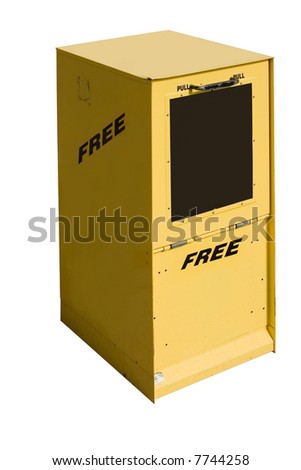 This is a picture of a yellow newspaper box used for the distribution of free circulation papers.