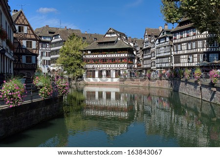 STRASBOURG, FRANCE - SEPTEMBER 17: Petite France district on September 17, 2012 in Strasbourg, France. The district is located on the Big Island of Strasbourg, a UNESCO World Heritage Site since 1988.
