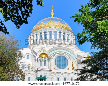 The Naval cathedral of Saint Nicholas in Kronstadt at the island Kotlin near the Saint Petersburg, Russia