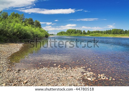 The drying channels at the confluence of the Yenisei River and Abakan River, Siberia, Russia