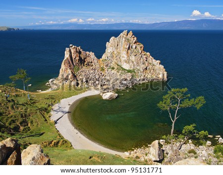 Shamanka-Rock on Olkhon island in Baikal lake, Russia