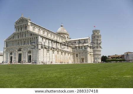 Pisa Cathedral is named in honor of the Assumption of the Blessed Virgin Mary. Cathedral of Pisa, part of the ensemble of the Piazza del Duomo. The ensemble also includes the Leaning Tower.
