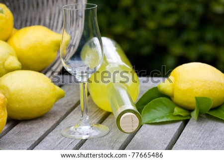Summer, garden party with limoncello