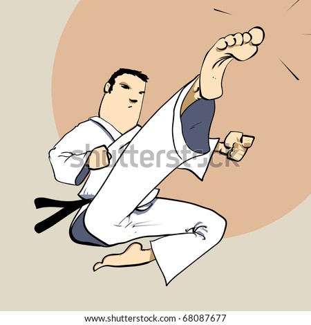 Martial arts - KARATE power kick Detailed Vector illustration