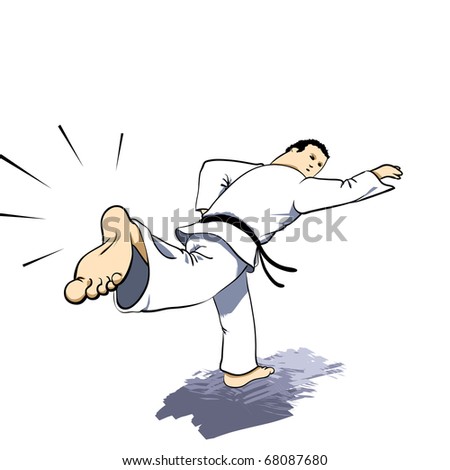 Martial arts - KARATE back strike Detailed Vector illustration