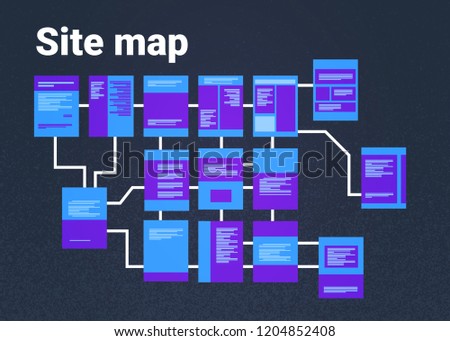 Site map suitable for info graphics, websites and print media and interfaces on dark background, Wireframe Structure Layout vector illustration