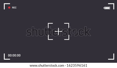 camera screen viewfinder frame and focus rec or recording online video live stream horizontal vector illustration