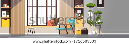 modern empty living room interior no people apartment with furniture horizontal vector illustration